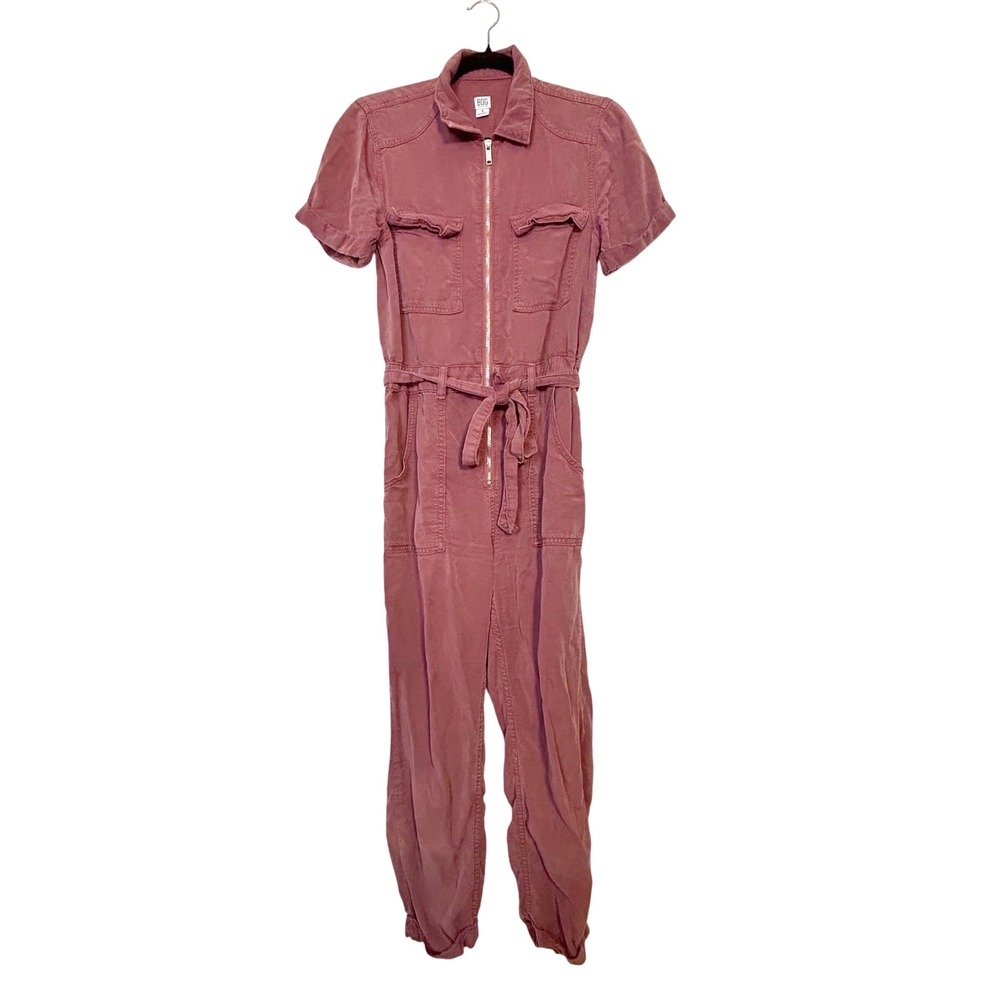 BDG Urban Outfitters small pink zip up utility Boiler Jumpsuit elastic tie waist